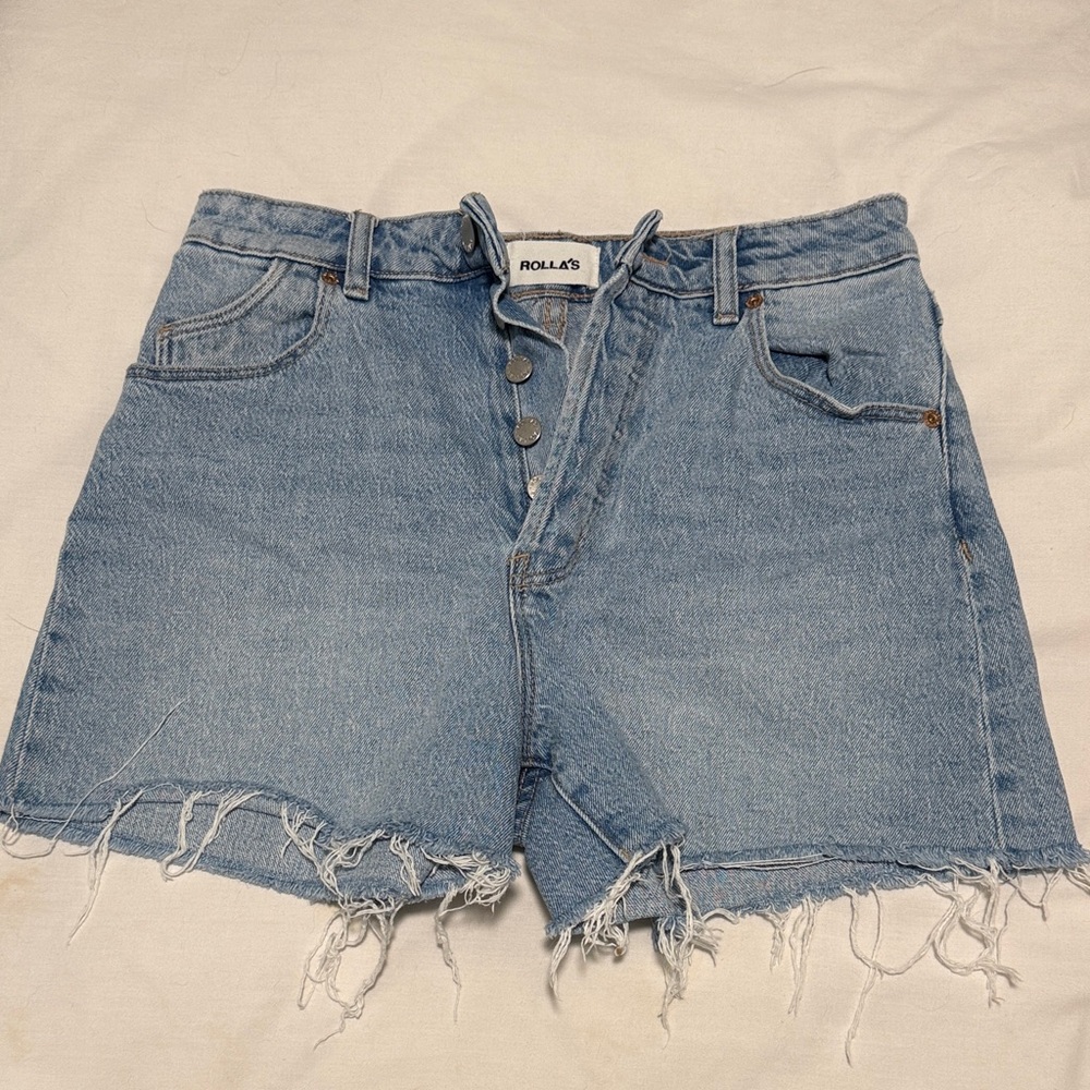 ROLLA'S Light Blue Frayed Hem Jean Shorts